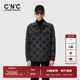 CNC男装 奥莱字母提花满印毛呢外套秋冬潮流轻奢绵羊毛翻领夹克