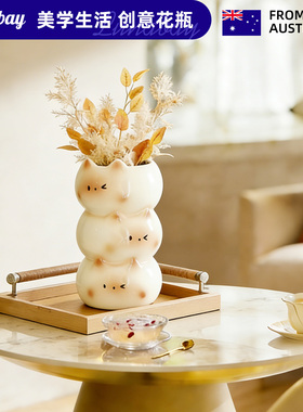 Lunabay澳大利亚家居ins陶瓷花瓶客厅可爱暹罗猫花瓶摆件创  LB51