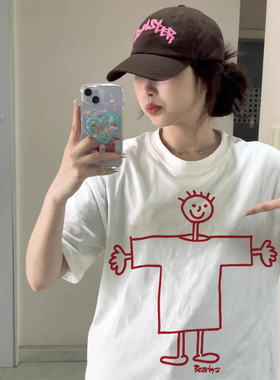 ELOF01210# 官图 21支纯棉210克（100%棉）设计感小众白色短袖t恤