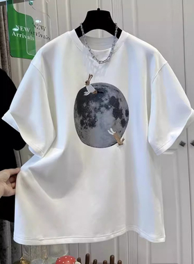 ELOF01048# 官图 21支纯棉210克（100%棉）短袖T恤女款上衣时尚宽