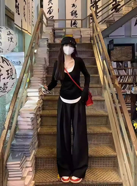 ELOF733# 官图 1*1德绒260g 设计感小众假两件t恤女打底衫长袖上