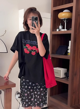 ELOF01834# 官图 21支纯棉210克（100%棉）慵懒宽松卡通印花短袖T