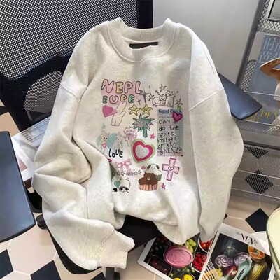 ELOF5253# 官图 实价 华棉复合-薄款310g加绒400g 圆领卫衣女秋冬