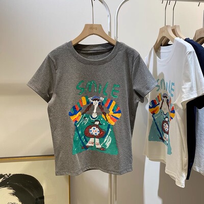 ELOF2261#官图 实价 纯棉40支220克（92%棉8%氨纶）正肩短袖T恤女