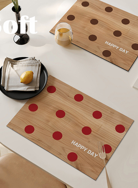 包豪斯木纹餐垫复古防油防烫隔热垫子家用高级感轻奢西餐垫餐盘垫