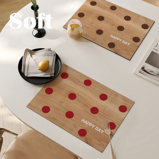 包豪斯木纹餐垫复古防油防烫隔热垫子家用高级感轻奢西餐垫餐盘垫