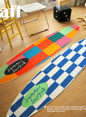 Soft原创潮流棋盘格地毯客厅地毯运动地垫主卧室冲浪板异形床边毯