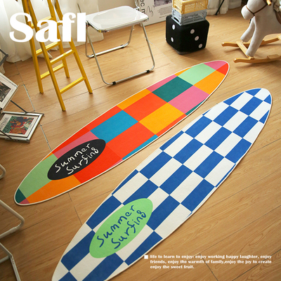 Soft原创潮流棋盘格地毯客厅地毯运动地垫主卧室冲浪板异形床边毯