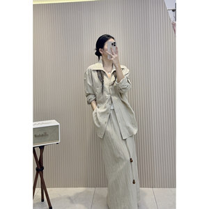 春季女装显瘦百搭衬衫半裙套装