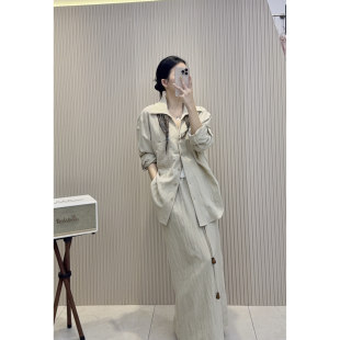 深圳南油春季女装衬衫半身裙两件套显瘦百搭套装配丝巾三件套