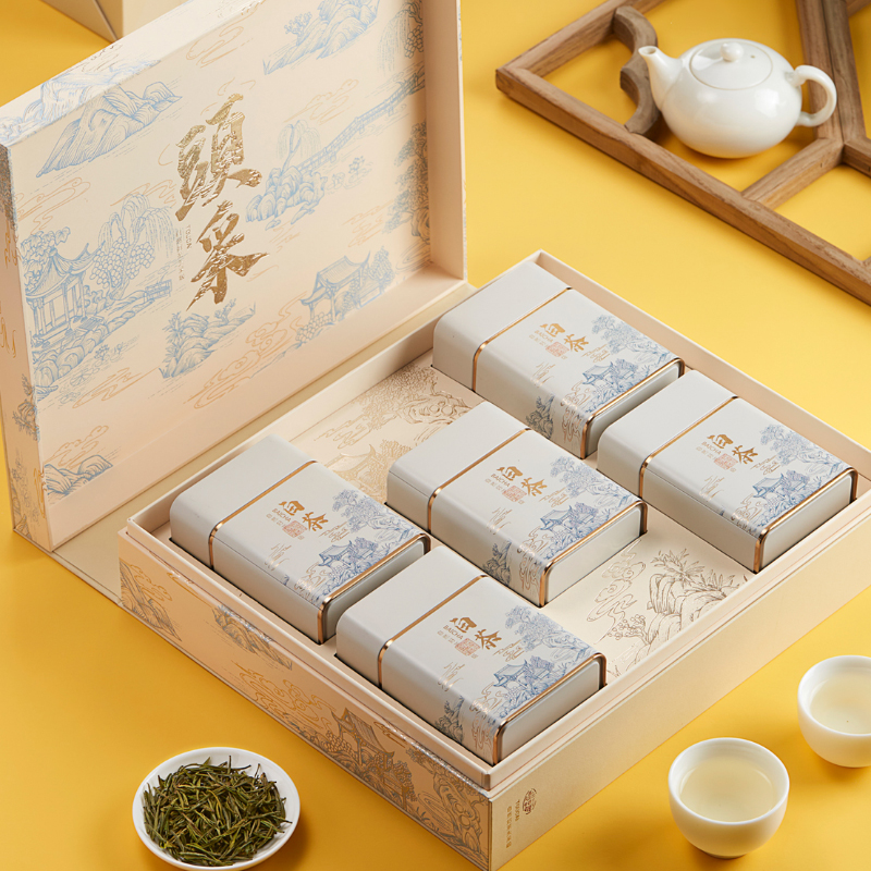 2023高档白茶包装盒空礼盒安吉白茶茶叶礼盒装空盒茶叶罐密封罐可