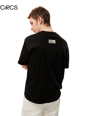 OUTCiRCS 柔顺轻薄平平无奇标签男士纯棉T恤夏百搭潮流短袖上衣