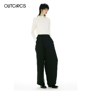 OUTCiRCS轻轻松松廓形裤子女秋冬直筒垂感慵懒西装长裤冬季休闲裤