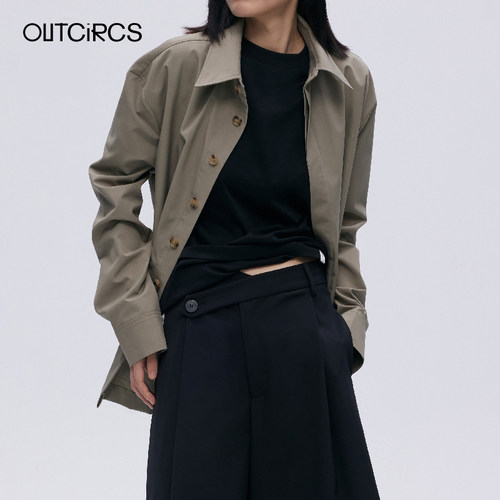 OUTCiRCS翻领夹克 collared jacket春季男女极简风宽松舒适夹克