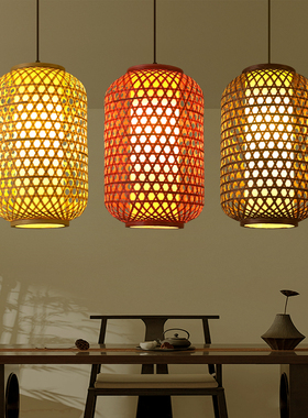 竹编灯笼复古风竹子编织定制印字灯罩中式火锅店户外竹艺餐饮吊灯