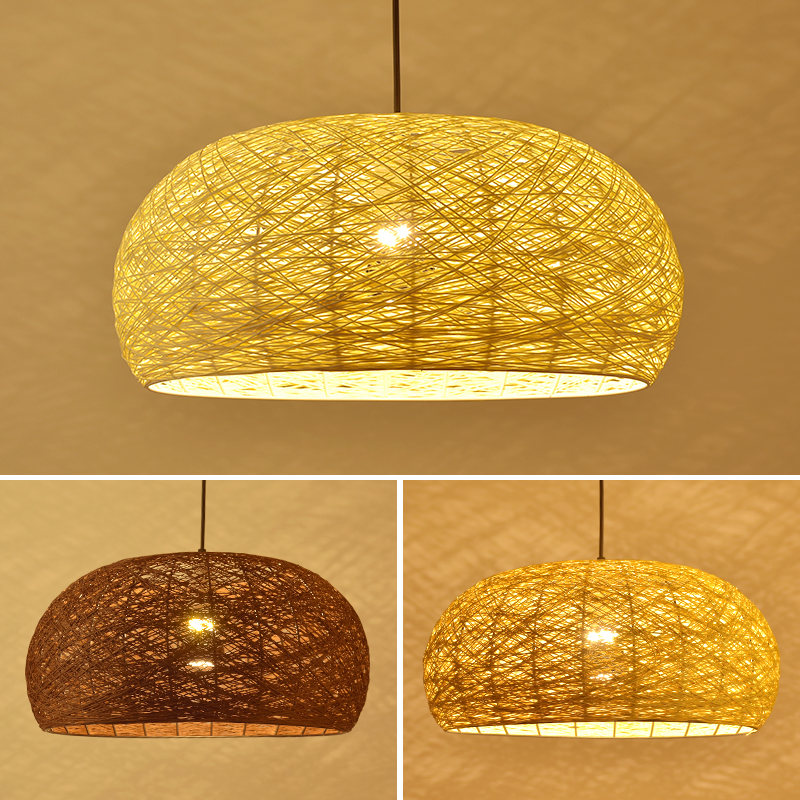 藤藝藤編中式茶室餐飲射燈燈具