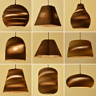 东南亚风格 酒吧咖啡厅餐厅纸皮吊灯 禅意吊灯裸蛹灯商用瓦楞纸日式