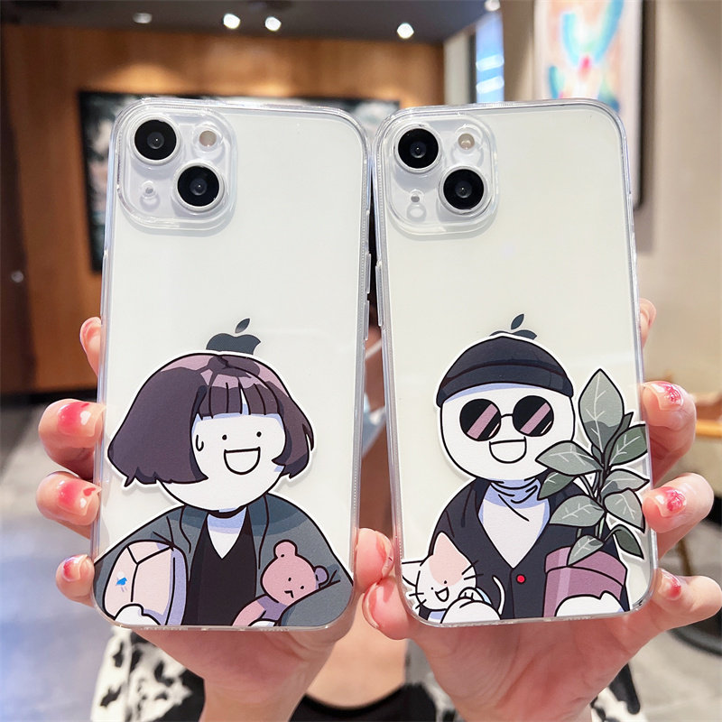 卡通杀手不太冷适用于iphone12/13promax苹果11手机壳17/16男女全包7/8plus透明硅胶15u软壳防摔13mini保护套