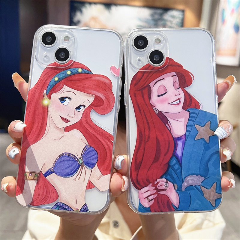 卡通可爱美人鱼公主适用iphone14promax手机壳13/12新款14plus女创意11硅胶17/xr软壳16全包8plus防摔7套15u