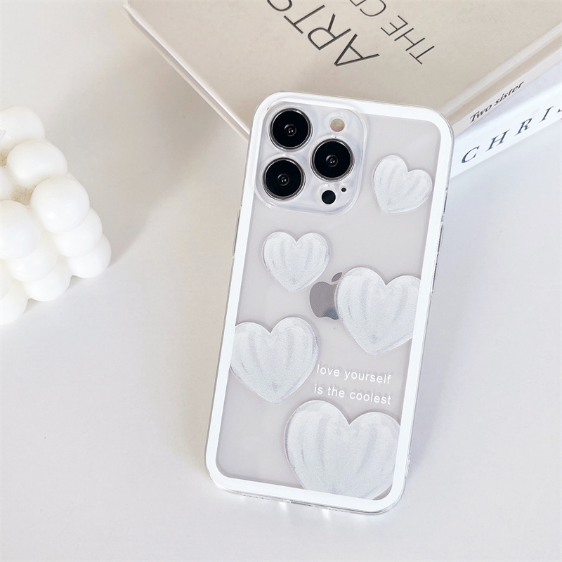 ins白色爱心适用iphone13promax苹果12手机壳14/15全包镜头11女款mini透明x/16硅胶7/8plus软壳6sp防摔保护套