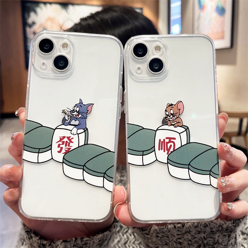 情侣麻将猫和老鼠适用iphone14promax苹果13pro手机壳15plus全包11/12promax男女17/16透明7/8plus软硅胶6p套