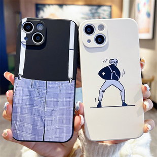 鸡你太美背带裤适用苹果13手机壳iphone14promax蔡徐坤12/11pro小黑子17爱坤16全包8plus黑粉7防摔6保护套15u
