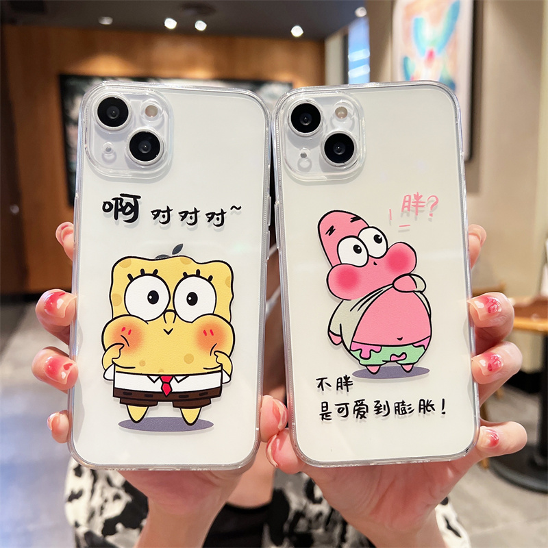 情侣可爱海绵宝宝适用于iphone11promax苹果12/13/14/15手机壳7/8plus全包男女xs/16透明软壳6sp硅胶防摔保护