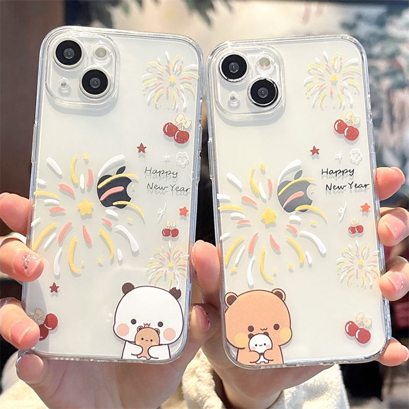 烟花一二布布适用苹果16promax手机壳iphone15情侣14plus新款13卡通12mini可爱11一对17透明xr小众8/7/6软壳