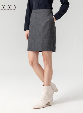 G2000女装夏季新款正装商务风羊毛西装裙短裙灰色优雅半身裙