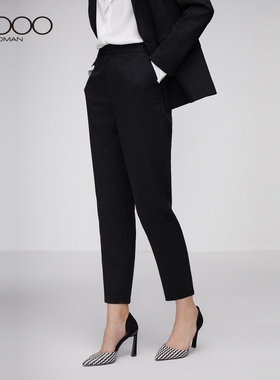 G2000女装2026春秋新款商务通勤黑色口袋职业标准工装小脚裤子