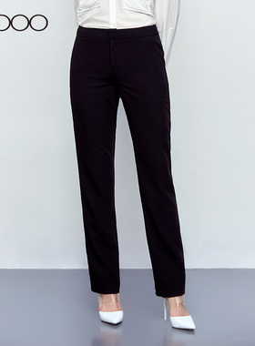 G2000女装商务休闲工作西裤子 黑色气质中腰直筒正装裤子