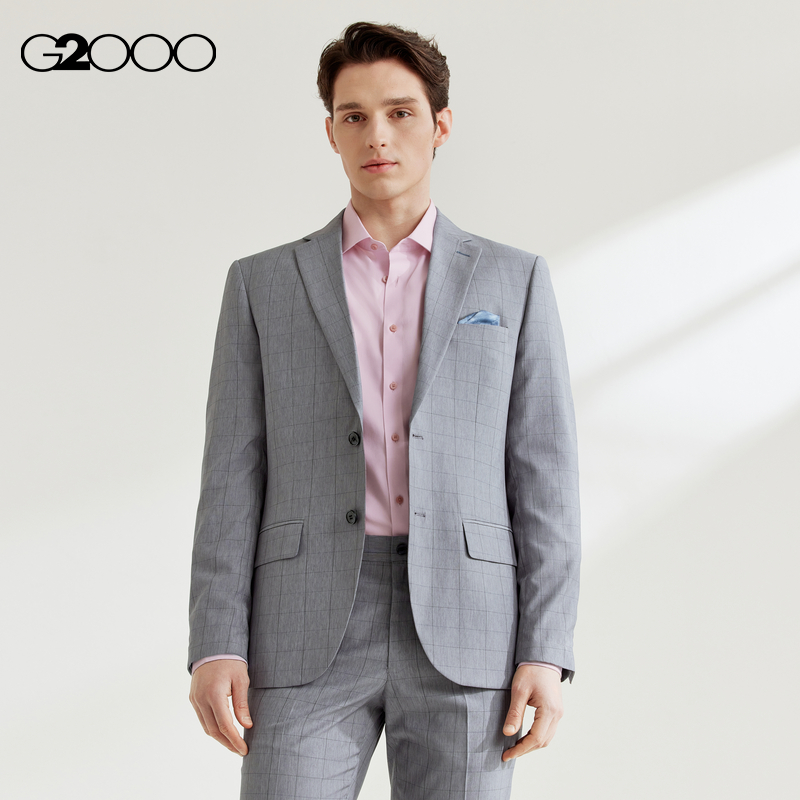 【可机洗】G2000男装2025商场同款舒适透气内衬格纹西服外套