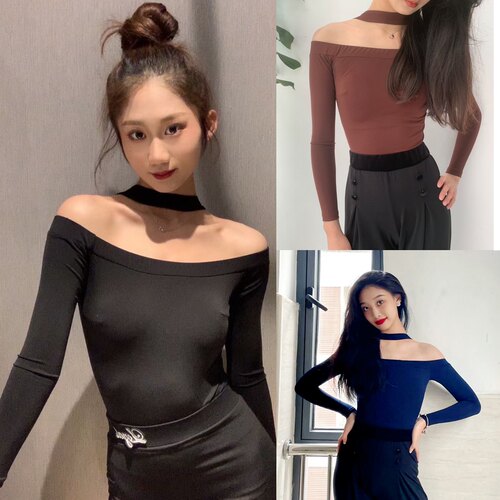 Loyal长袖连体衣挂脖显瘦带胸垫
