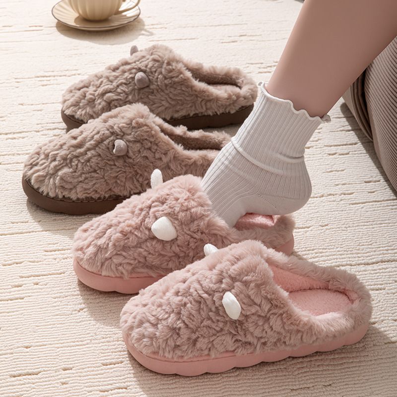 可爱毛绒保暖情侣冬季2025新款室内居家棉拖鞋女士家居棉拖鞋
