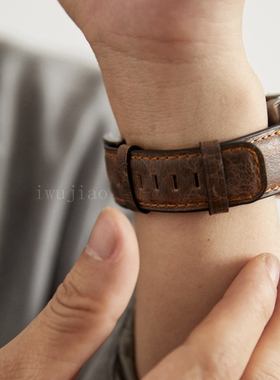 IWUJIAO适用iwatch6表带applewatch7代s11 10 8 9苹果手表5/4321/se牛皮 ultra 49mm 38/4240/44/41mm/45mm男