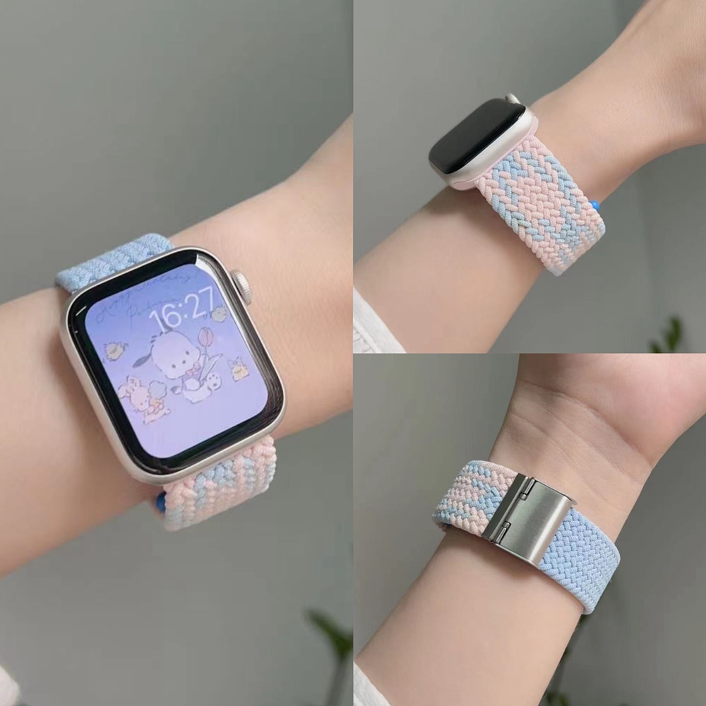 IWUJIAO适用苹果手表表带apple iwatch s9 8 7 5 4 6 se 44mm 41mm 40 45mm编织尼龙可调节撞色拼 ultra 49mm-封面