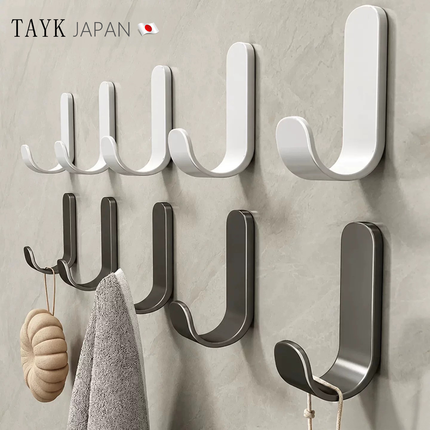 日本TAYK挂钩免打孔强力承重防锈厨房墙壁粘胶门后粘钩衣服卫生间