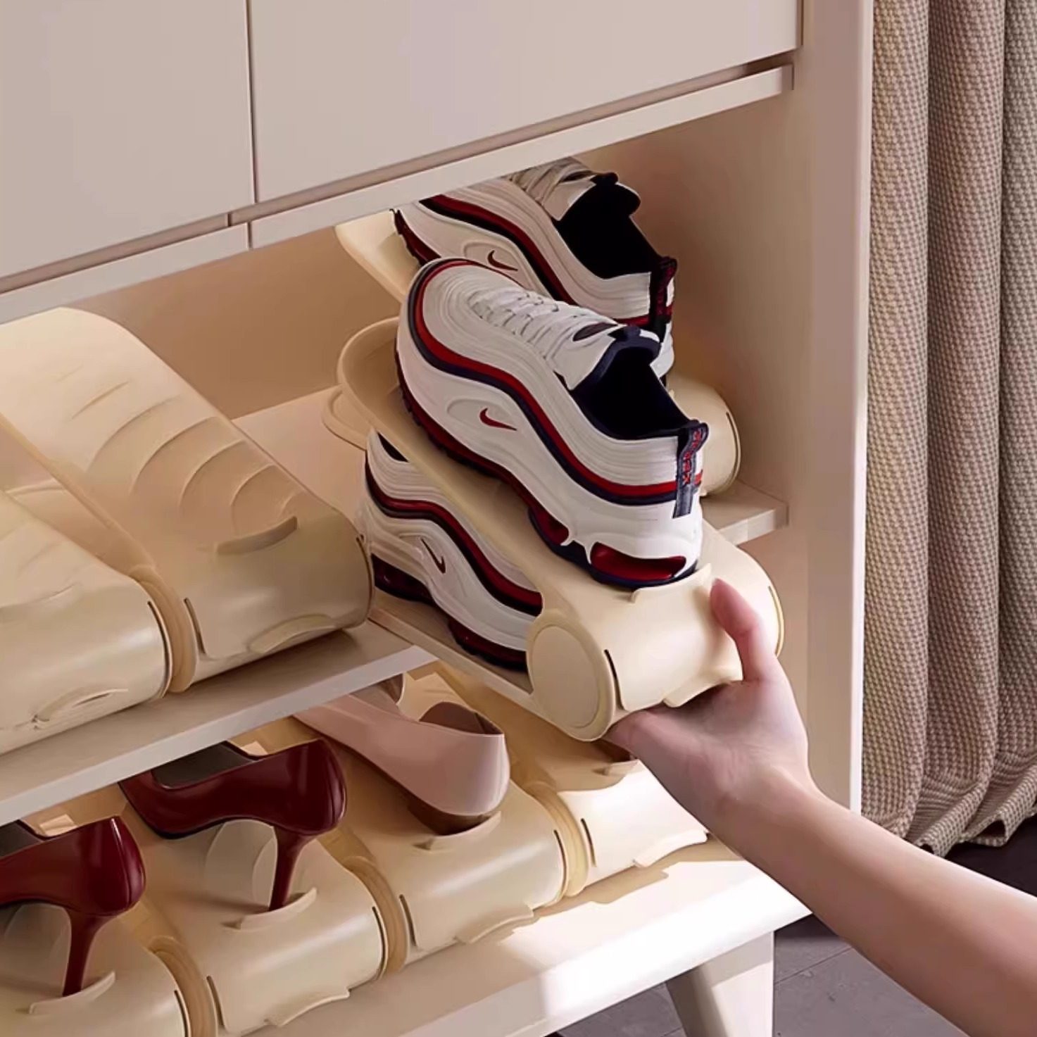 日本可调节放鞋子鞋柜收纳神器省空间折叠鞋架分层隔板双层鞋托,收纳整理,鞋子收纳架,淘宝优惠券,粉丝福利购,淘宝优惠卷