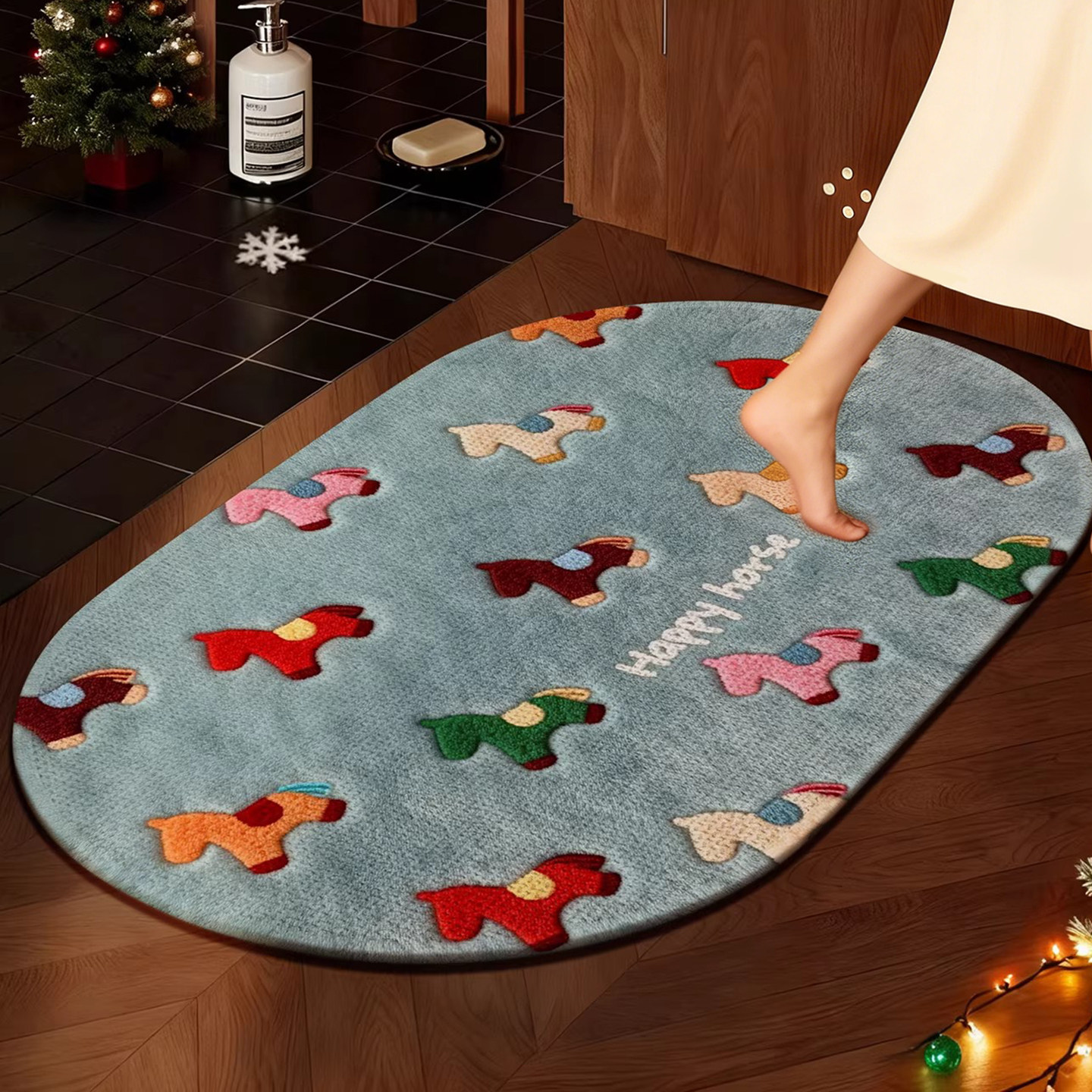 日本浴室吸水地垫2026马年红色仿亚麻卫生间门口速干防滑地毯垫子,居家布艺,家用脚垫,淘宝优惠券,粉丝福利购,淘宝优惠卷