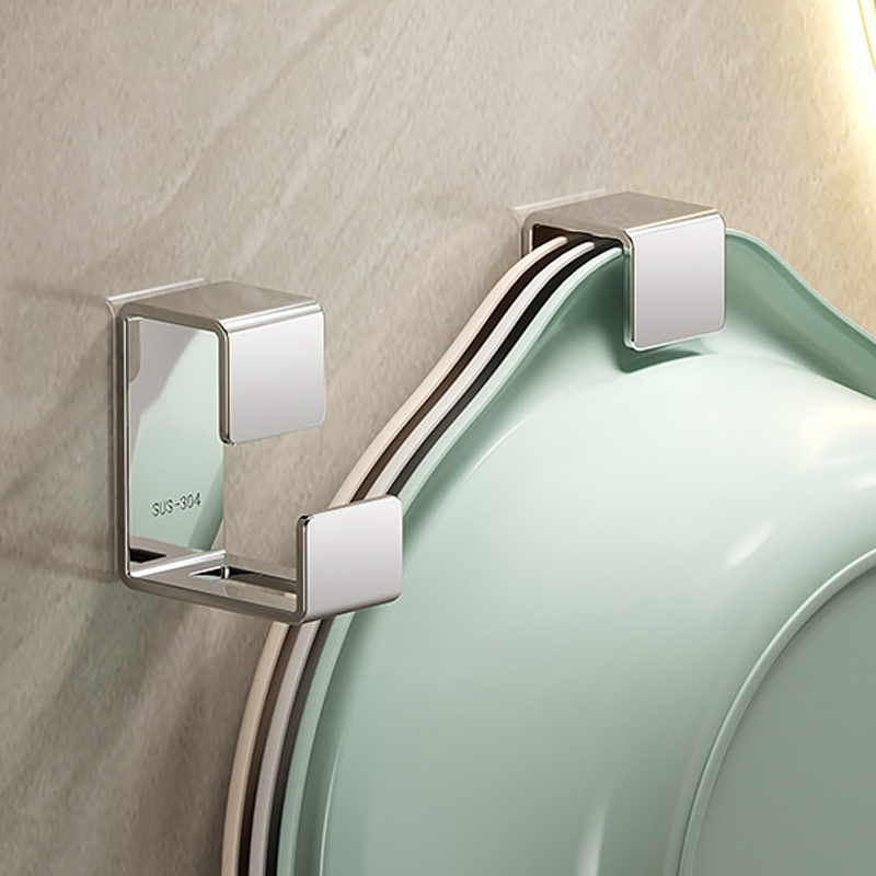 日本304不锈钢洗脸盆挂钩收纳架子卫生间免打孔置物架放脸盆神器