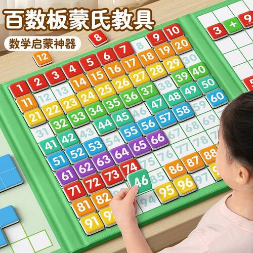 百数板蒙氏教具数字磁力贴1到100数学玩具磁吸幼儿表磁性启蒙早教