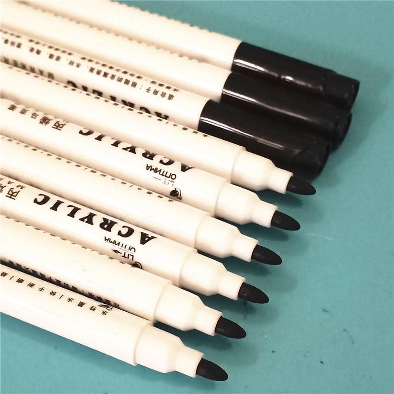 丙烯马克笔黑色单支单只细补色画笔学生水性美术儿童专用单色卖
