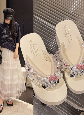 拖鞋人字拖女松糕夏厚底