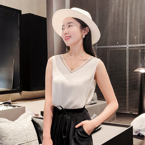 谭飞夏至19姆米重磅真丝背心