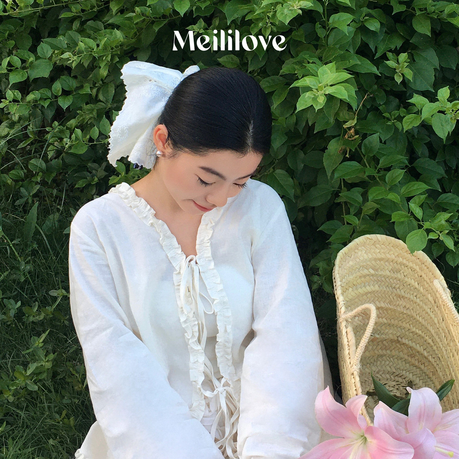 莓拉徐璐同款「仙羽轻纱」蕾丝方巾发圈气质高级感公主度假发饰女