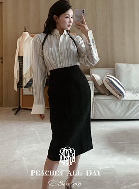 PEACHES ALL DAY黄金腰臀比ROW经典OL显瘦优雅通勤羊毛一步裙半裙