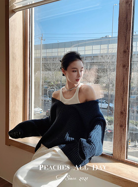 4月22号20点开拍慵懒松弛氛围空调房显瘦藏肉宽松连帽针织衫上衣