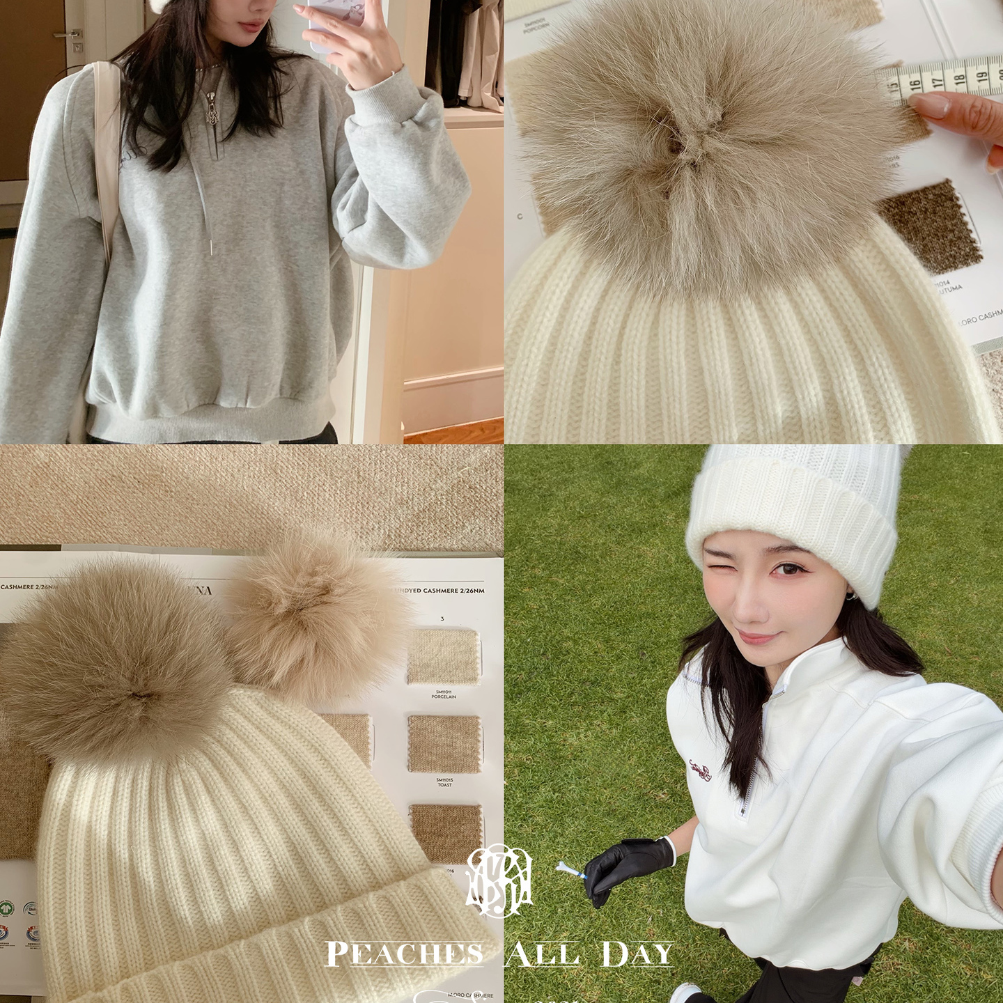 11/17 10:30开拍 没有可比性 纯山羊绒狐狸毛球慵懒显脸小针织帽