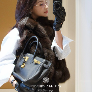 PEACHES ALL DAY暴妻美学 俄罗斯进口农夫色皮草紫貂显瘦马甲