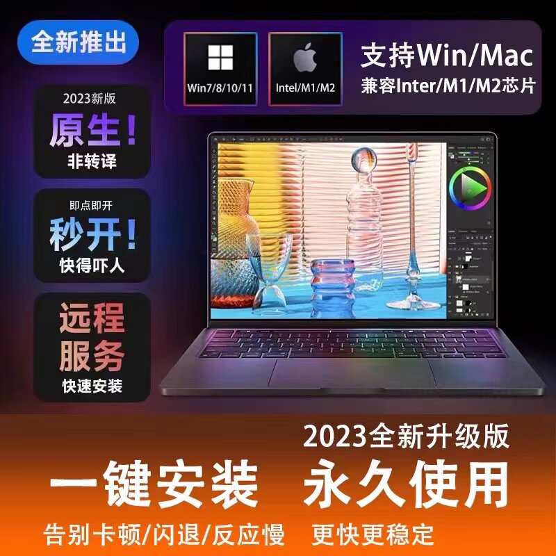 ps2023中文photoshop应用Adobe全家桶win/mac版素材学习教程属于什么档次？
